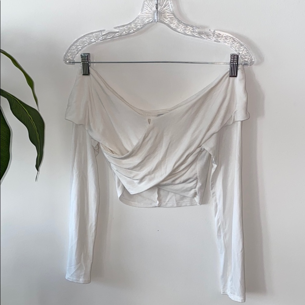 White off the shoulder crop top